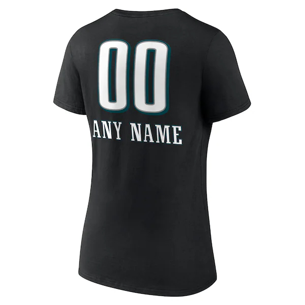 Women's Black T-shirt  Personalized Name & Number Team Wordmark V-Neck T-Shirt