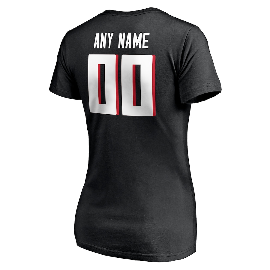White Letters Women's Black T-shirt  Personalized Name & Number Team Wordmark V-Neck T-Shirt