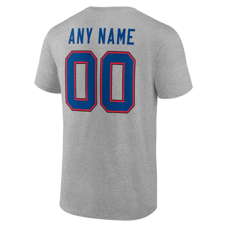 Blue Letters Men's Grey Any Team sports T-shirt Personalized Name & Number custom T-Shirt
