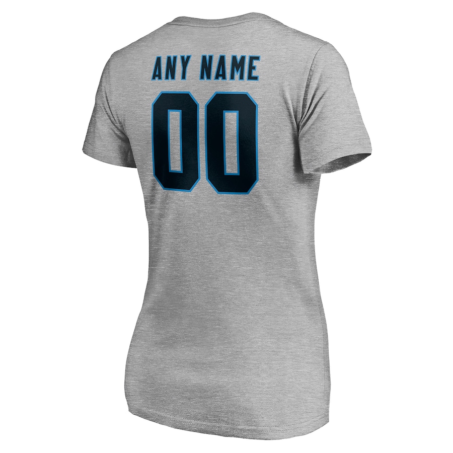 Black Letters Women's Grey T-shirt  Personalized Name & Number Team Wordmark V-Neck T-Shirt