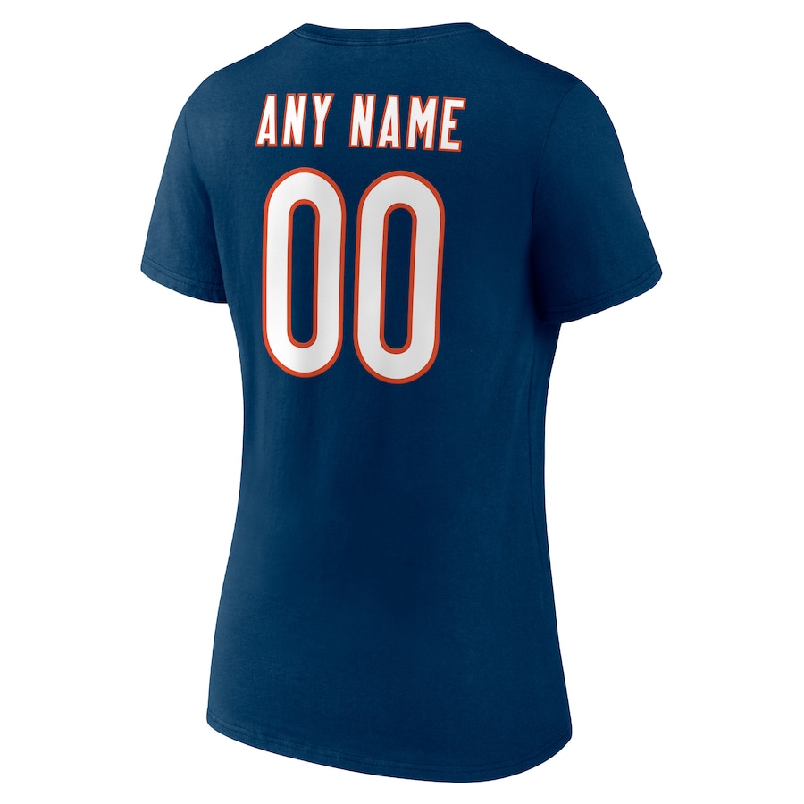 White Letters Women's Blue T-shirt  Personalized Name & Number Team Wordmark V-Neck T-Shirt