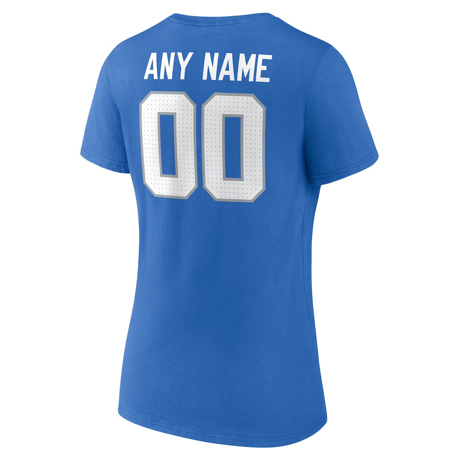 White Letters Women's Blue T-shirt  Personalized Name & Number Team Wordmark V-Neck T-Shirt