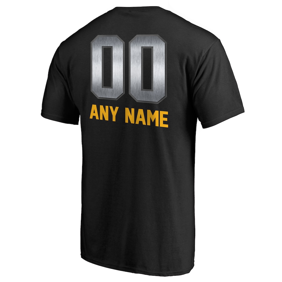 Sliver & Yellow Letters Men's Black Any Team sports T-shirt Personalized Name & Number custom T-Shirt