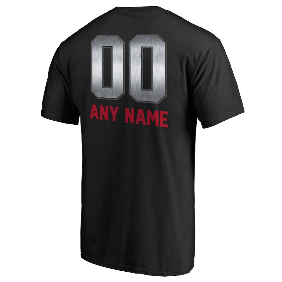 Sliver & Red Letters Men's Black Any Team sports T-shirt Personalized Name & Number custom T-Shirt