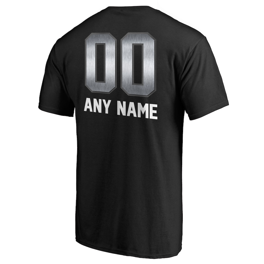 Sliver & White Letters Men's Black Any Team sports T-shirt Personalized Name & Number custom T-Shirt