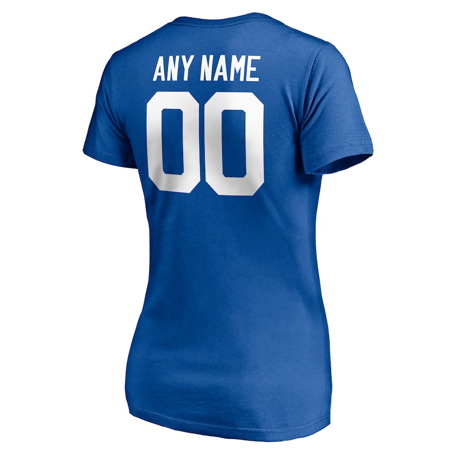 White Letters Women's Blue T-shirt  Personalized Name & Number Team Wordmark V-Neck T-Shirt