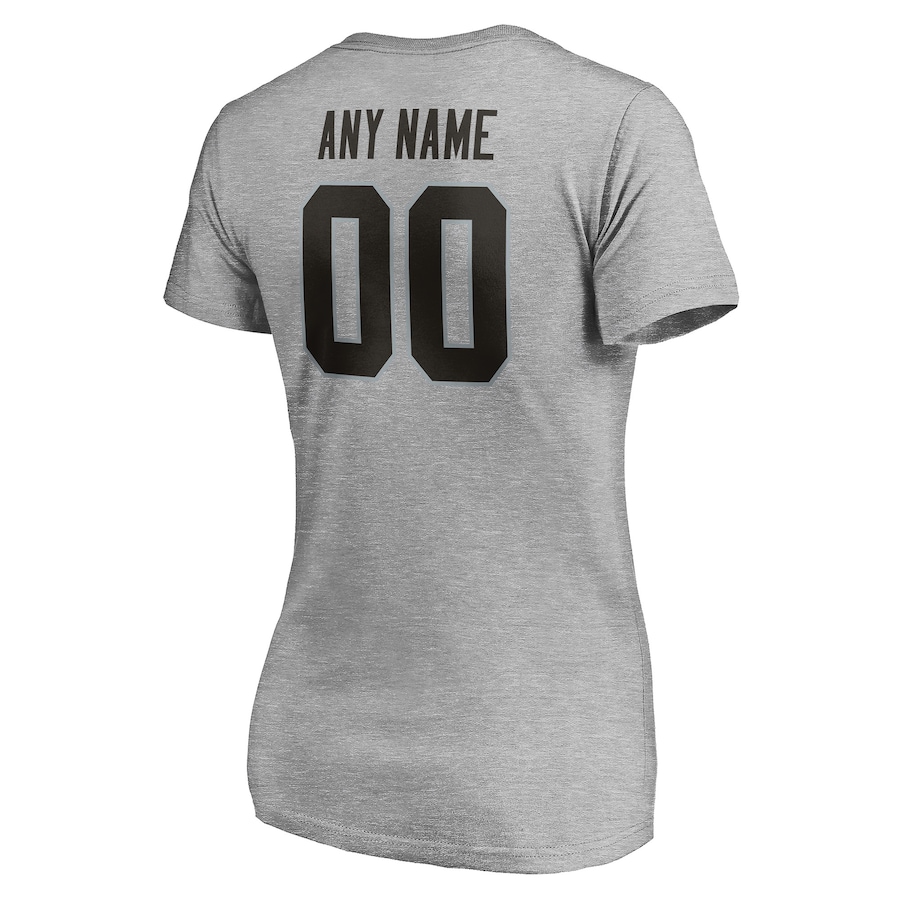 Black Letters Women's Grey T-shirt  Personalized Name & Number Team Wordmark V-Neck T-Shirt
