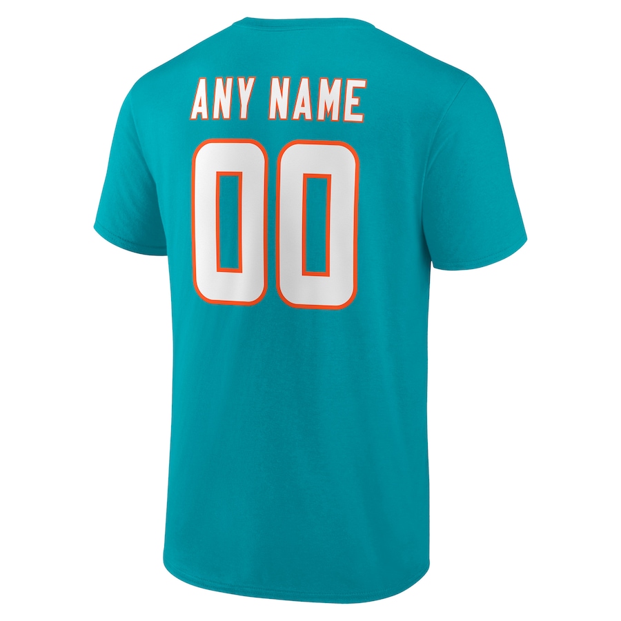 White Letters Men's Aqua Any Team sports T-shirt Personalized Name & Number custom T-Shirt
