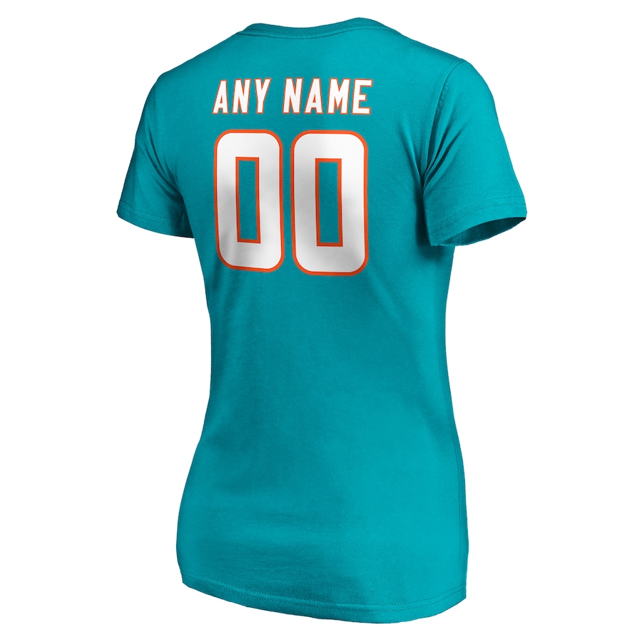 White Letters Women's Aqua T-shirt  Personalized Name & Number Team Wordmark V-Neck T-Shirt