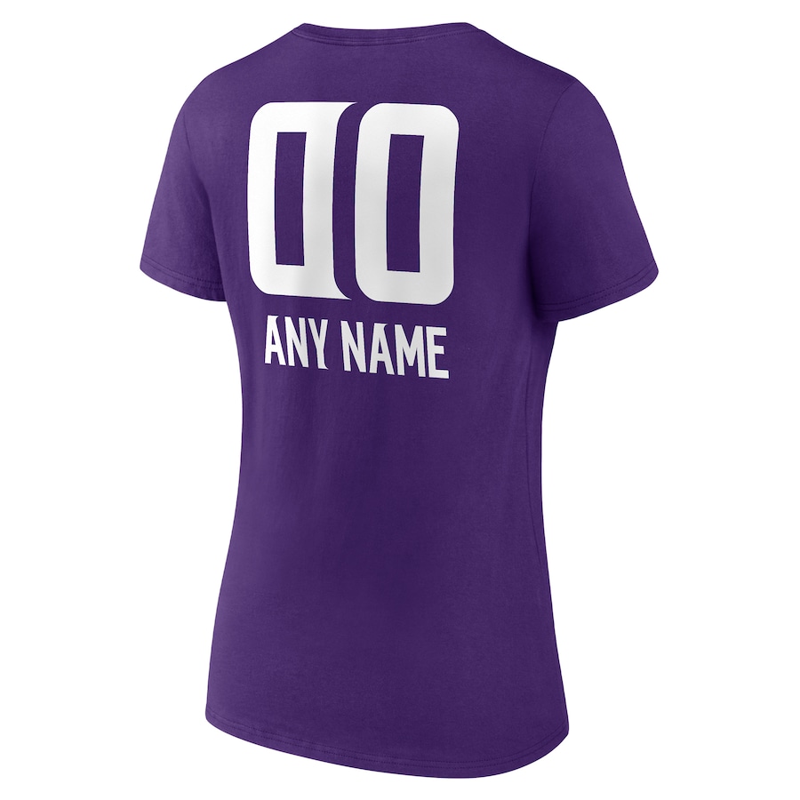 White Letters Women's Purple T-shirt  Personalized Name & Number Team Wordmark V-Neck T-Shirt