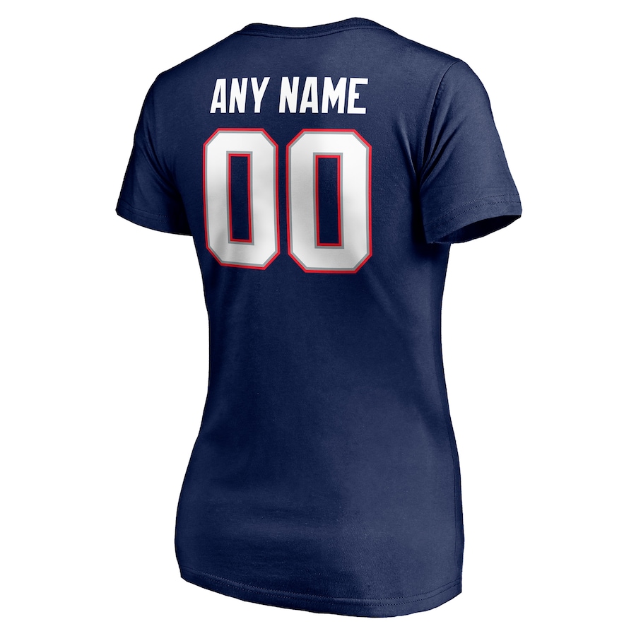 White Letters Women's Blue T-shirt  Personalized Name & Number Team Wordmark V-Neck T-Shirt