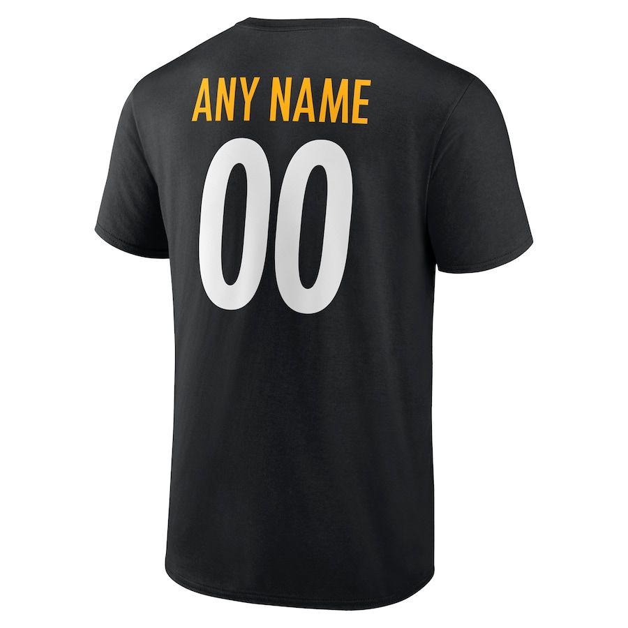 Yellow & White Letters Men's Black Any Team sports T-shirt Personalized Name & Number custom T-Shirt