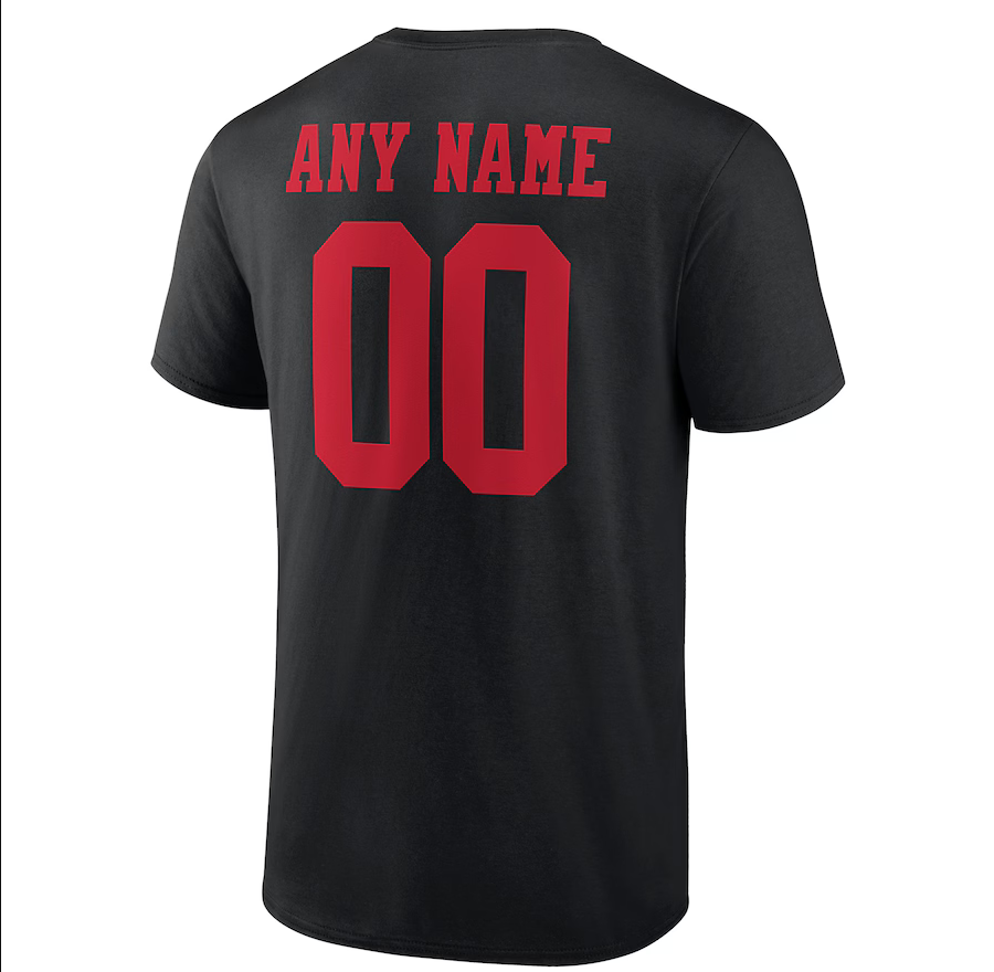 Red Letters Men's Black Any Team sports T-shirt Personalized Name & Number custom T-Shirt