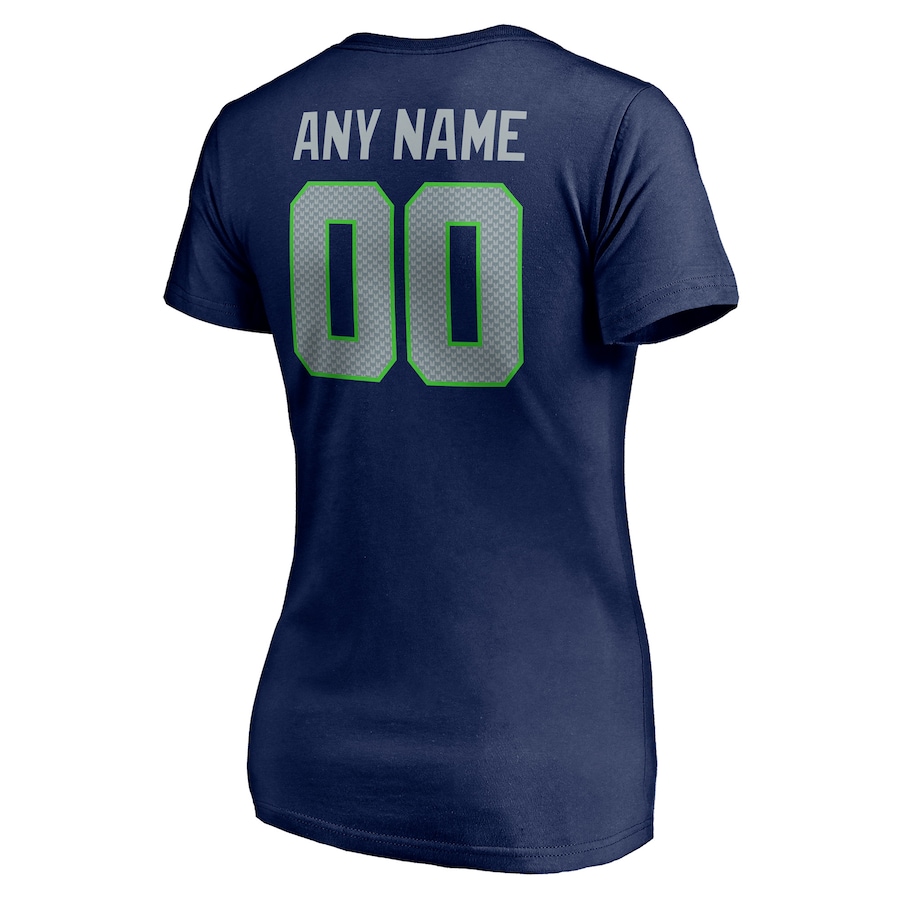 Grey Letters Women's College Navy T-shirt  Personalized Name & Number Team Wordmark V-Neck T-Shirt