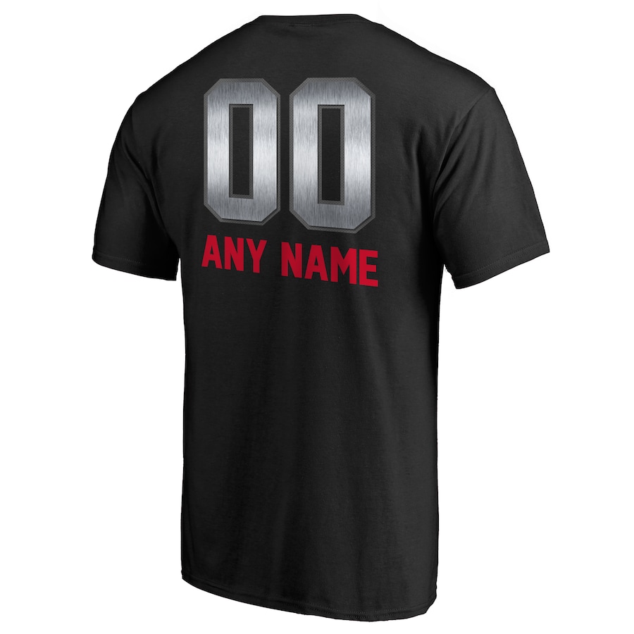 Sliver & Red Letters Men's Black Any Team sports T-shirt Personalized Name & Number custom T-Shirt