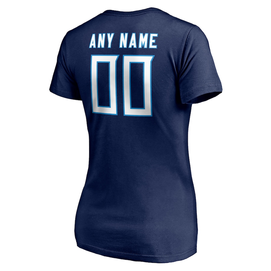 White Letters Women's Navy T-shirt  Personalized Name & Number Team Wordmark V-Neck T-Shirt